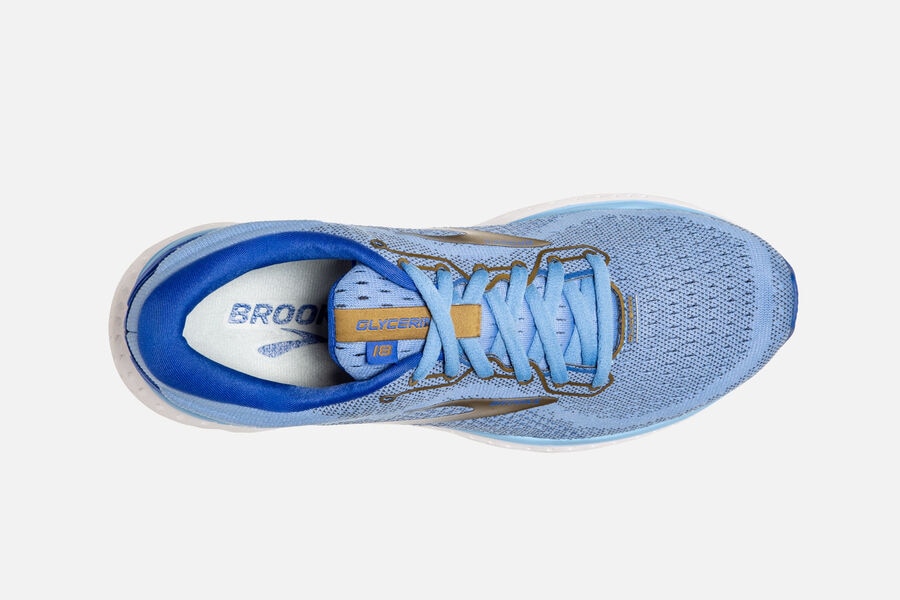 Brooks Glycerin 18 Road Running Shoes Womens Blue/Gold 504829-UXP